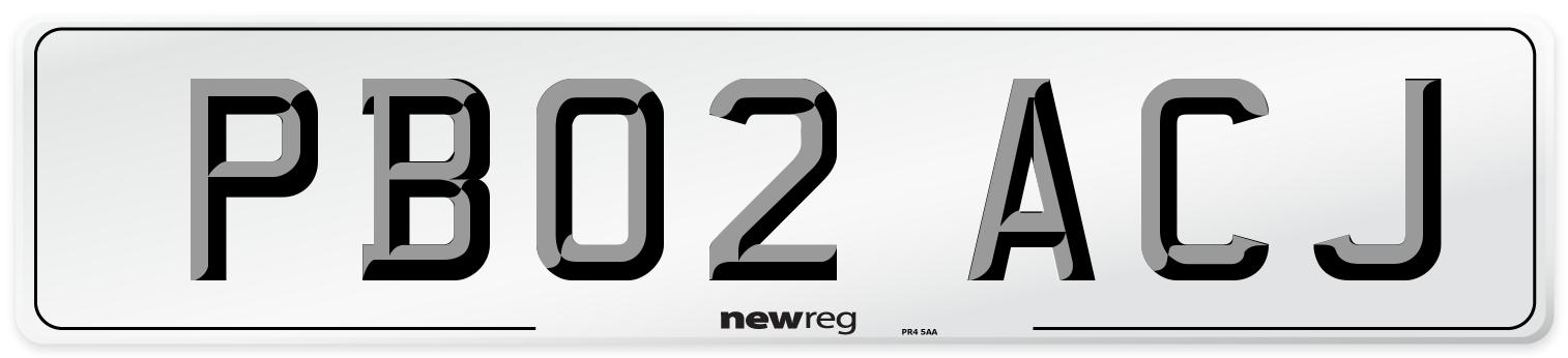 PB02 ACJ Number Plate from New Reg